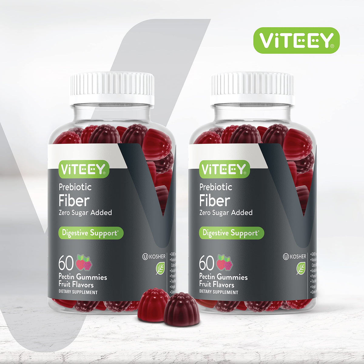Viteey Gummies Prébiotiques 2 gummies sur une table
