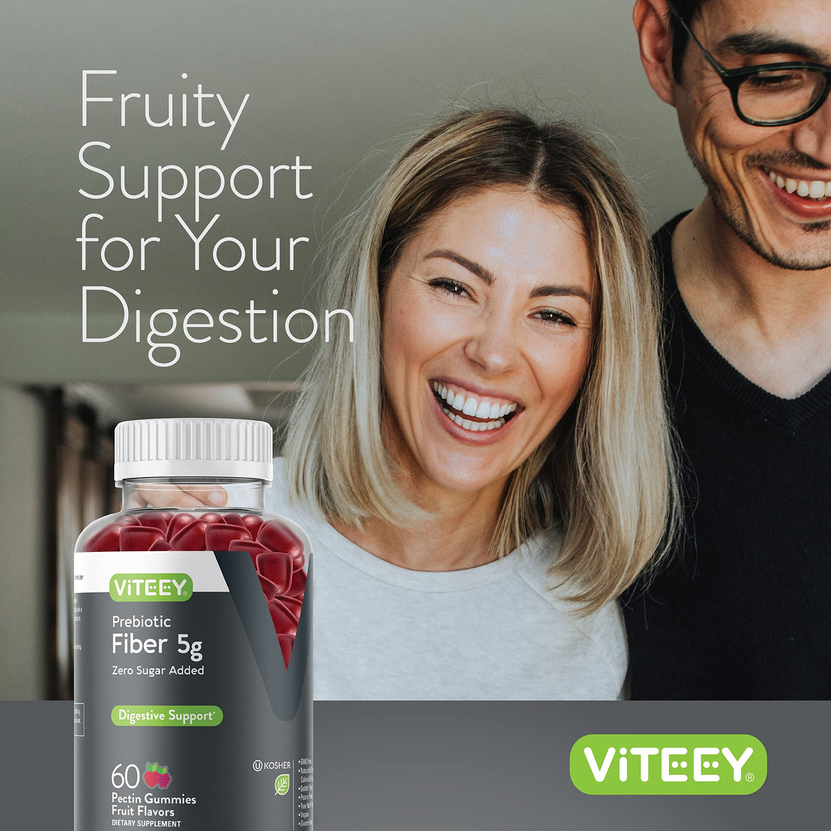 Viteey Gummies Prébiotiques 60 Gummies avec des fruits