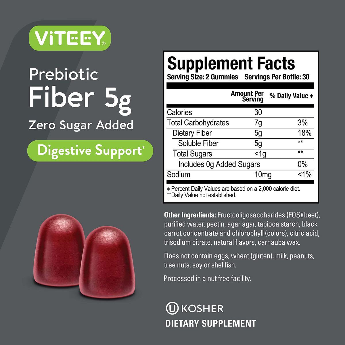 Viteey Gummies Prébiotiques 60 Gummies sur une table