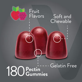Viteey Gummies Prébiotiques 90 gummies avec fruits en arrière-plan