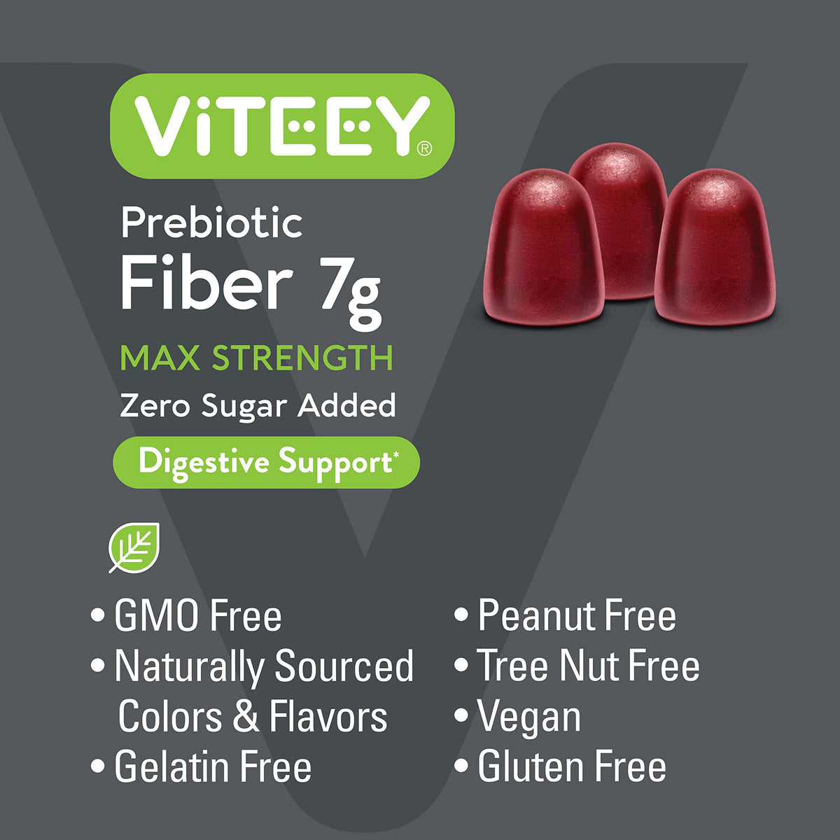 Viteey Gummies Prébiotiques 90 gummies ouvertes avec une portion
