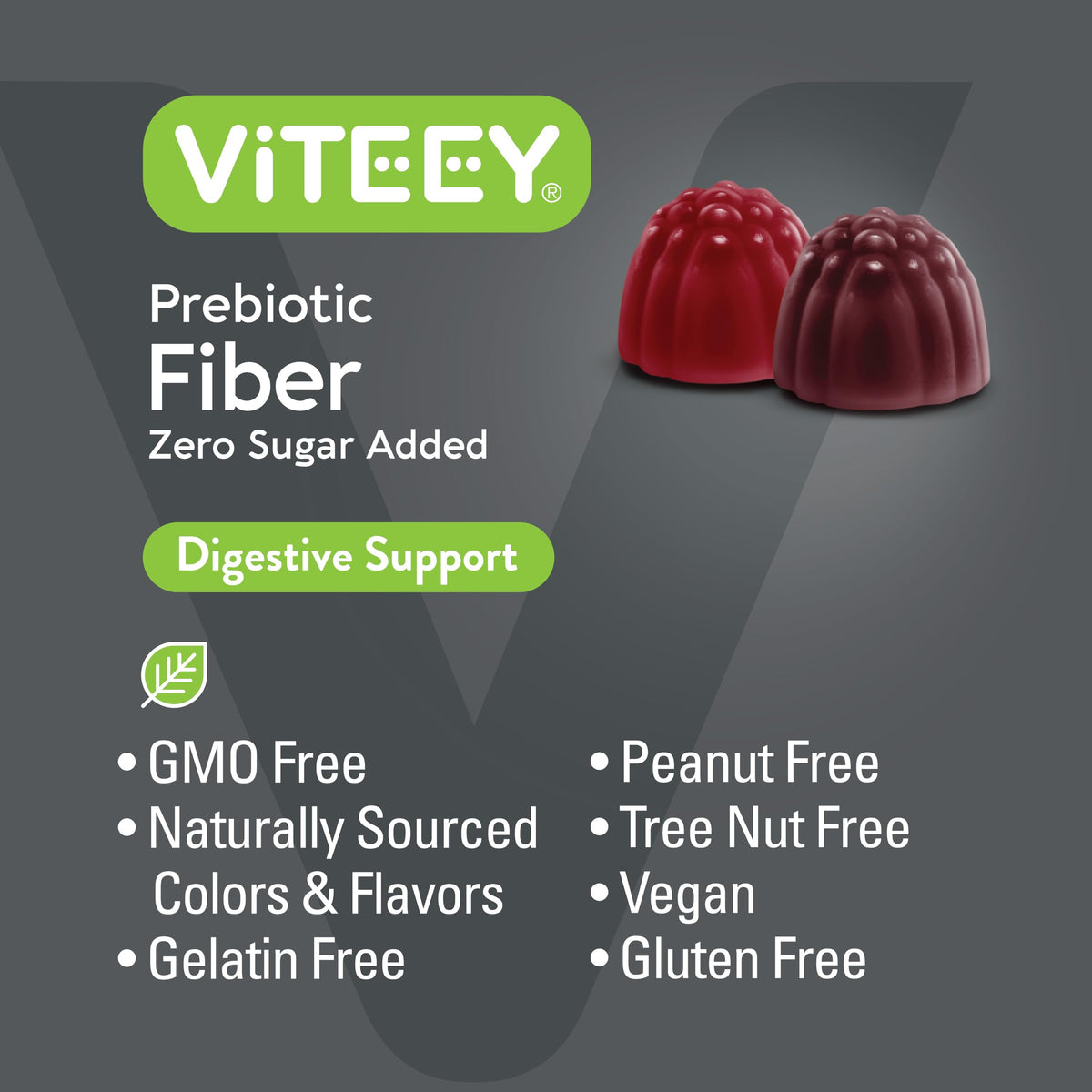 Viteey Gummies Prébiotiques en gros plan sur une main