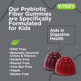 Viteey Gummies Prébiotiques Enfants vue de dos de la bouteille