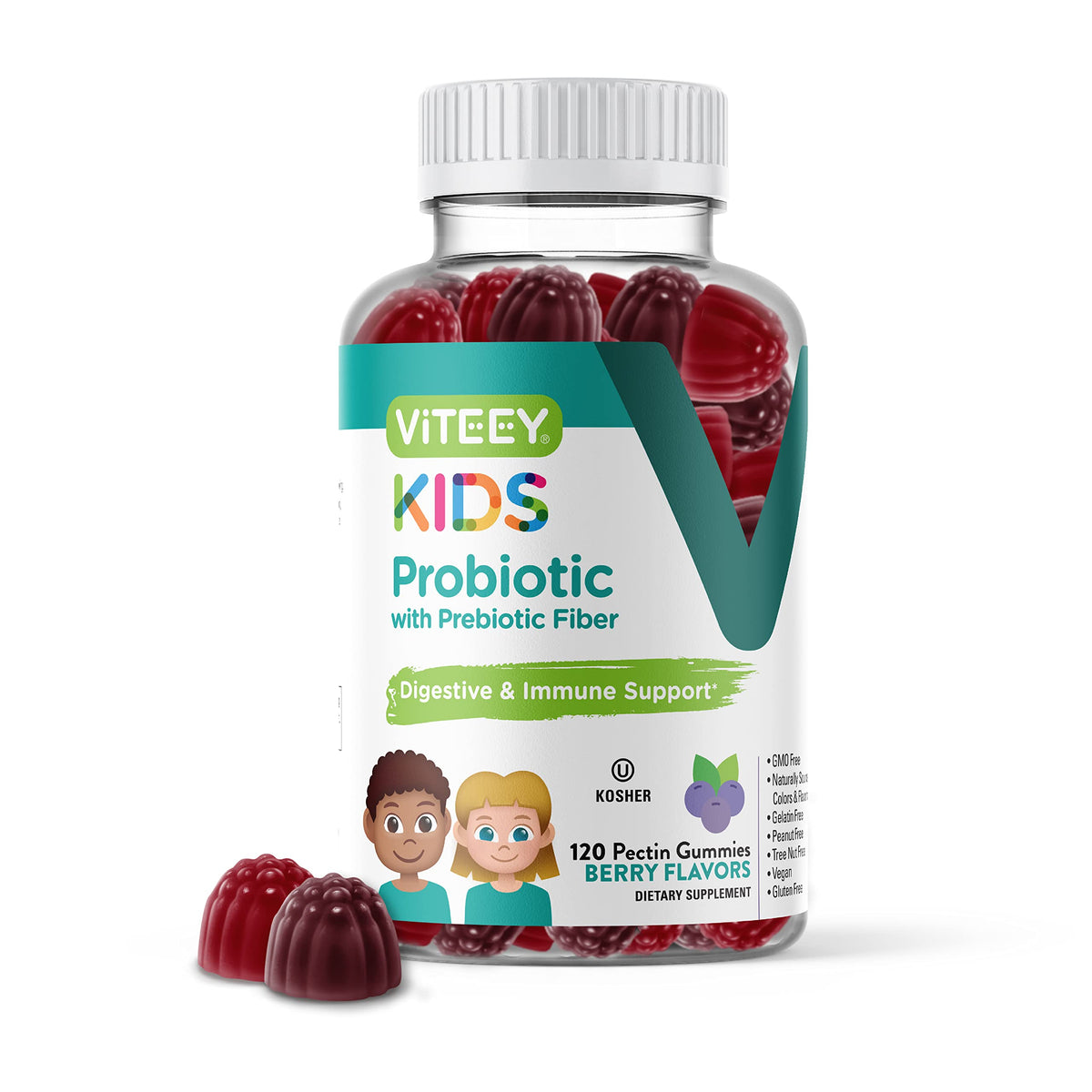 Viteey Gummies Probiotiques Enfants 120 gummies pot avant