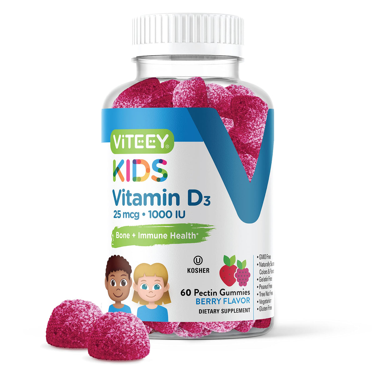 Viteey Gummies Vitamine D3 Enfants 60 gummies en emballage