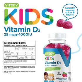Viteey Gummies Vitamine D3 Enfants gummy sur une table