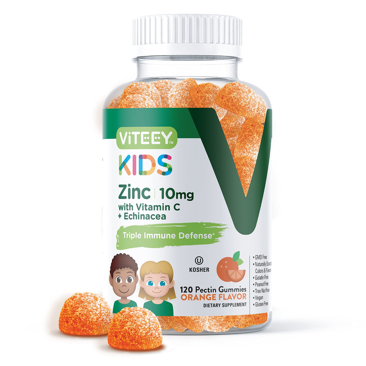 Viteey Gummies Zinc pour Enfants 10mg 120 gummies orange