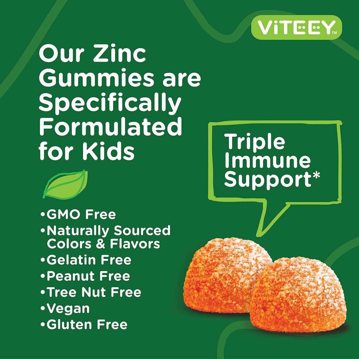 Viteey Gummies Zinc pour Enfants 10mg avec échantillon de gummies