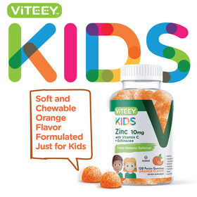 Viteey Gummies Zinc pour Enfants 10mg avec Vitamine C et Échinacée