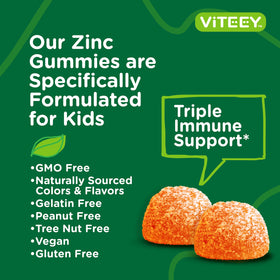 Viteey Gummies Zinc pour Enfants 10mg flacon ouvert avec gummies
