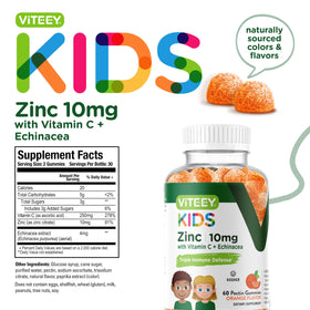 Viteey Gummies Zinc pour Enfants 10mg gummies sur une table