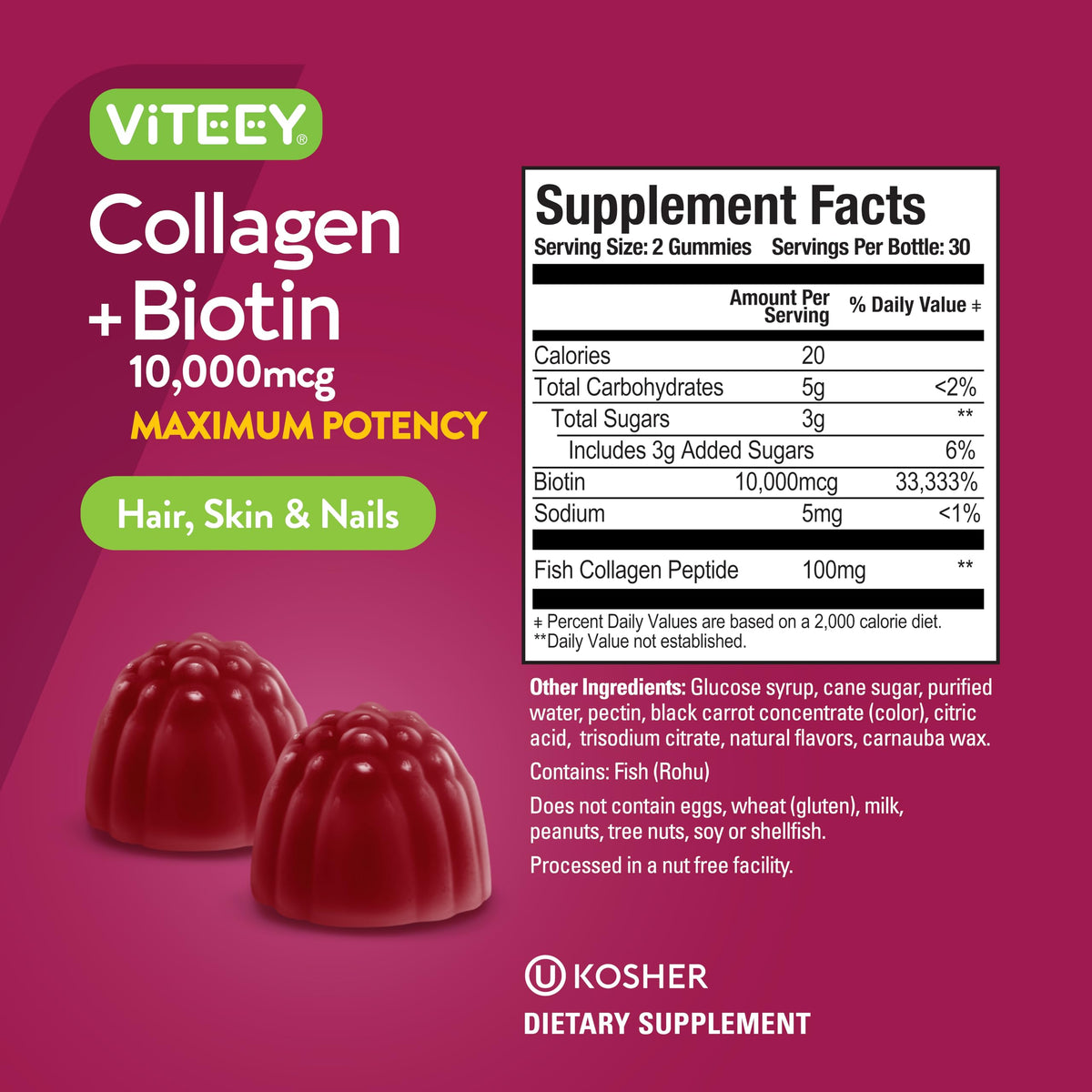 Viteey Gummy Collagène gummies à côté d'une boîte