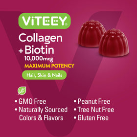 Viteey Gummy Collagène gummies en étalage sur une table