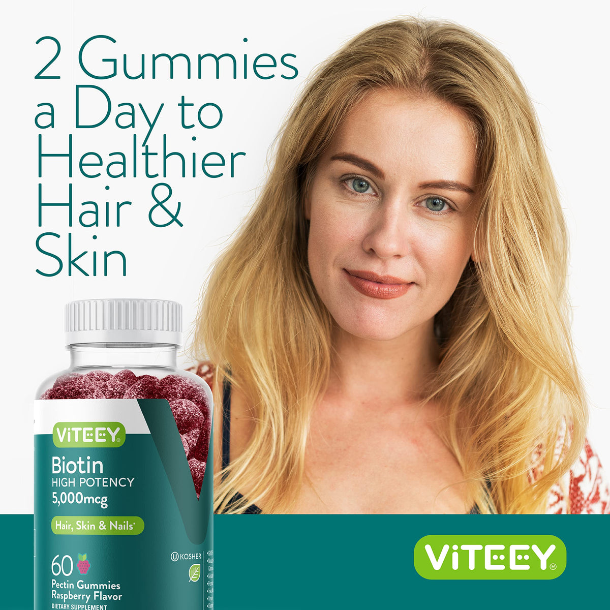 Viteey Gummy de Biotine 5000 mcg en main