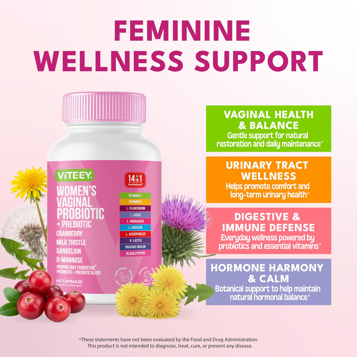 Viteey Probiotique Vaginal 60 Capsules emballage