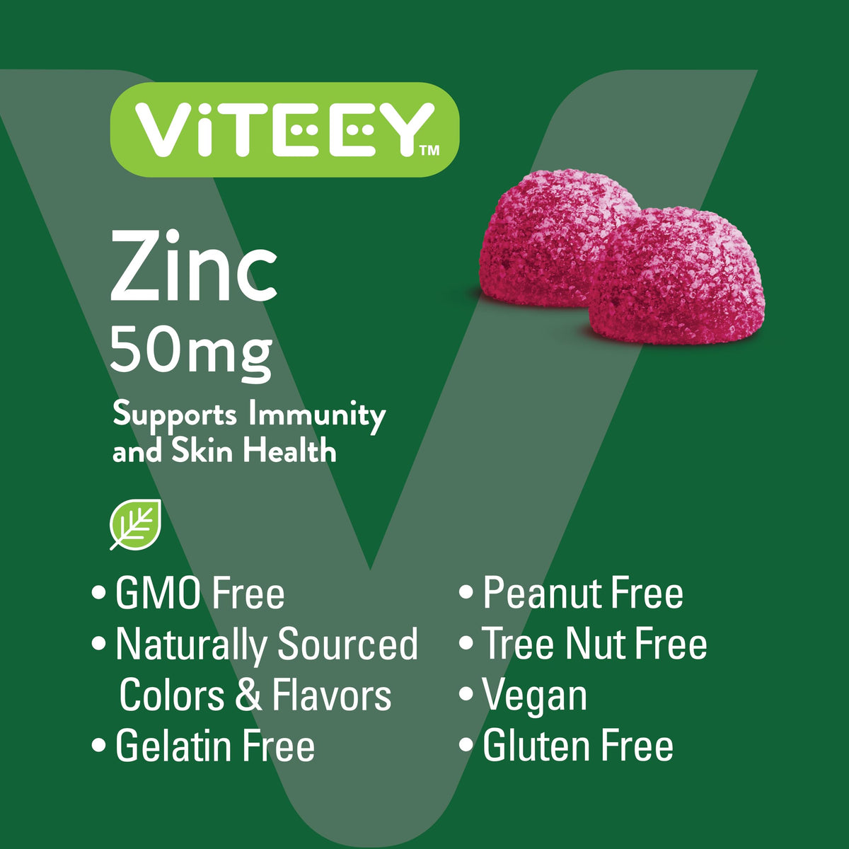 Viteey Zinc Gummies, gummies à mâcher sur une table