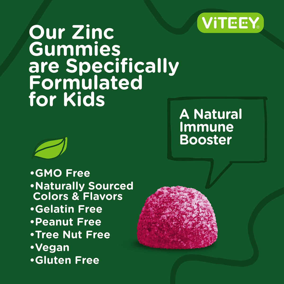 Viteey Zinc Gummies pour Enfants 25 mg vue de côté
