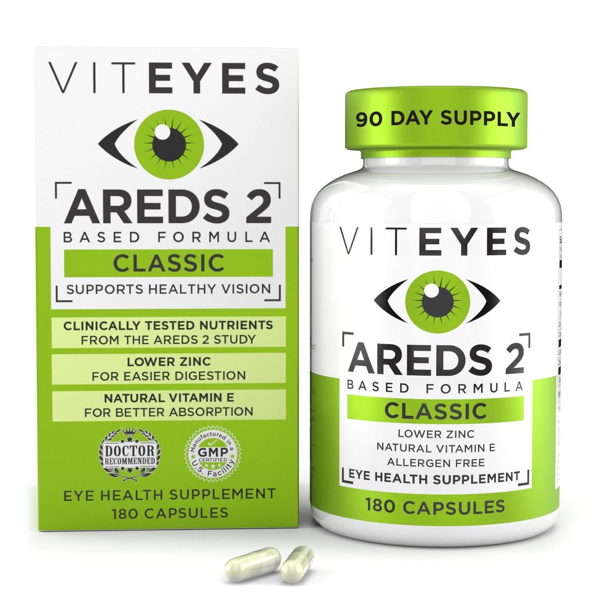 Viteyes AREDS 2 180 capsules vue de face avec emballage