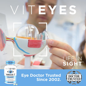 Viteyes AREDS 2 Advanced avec ingrédients naturels en arrière-plan