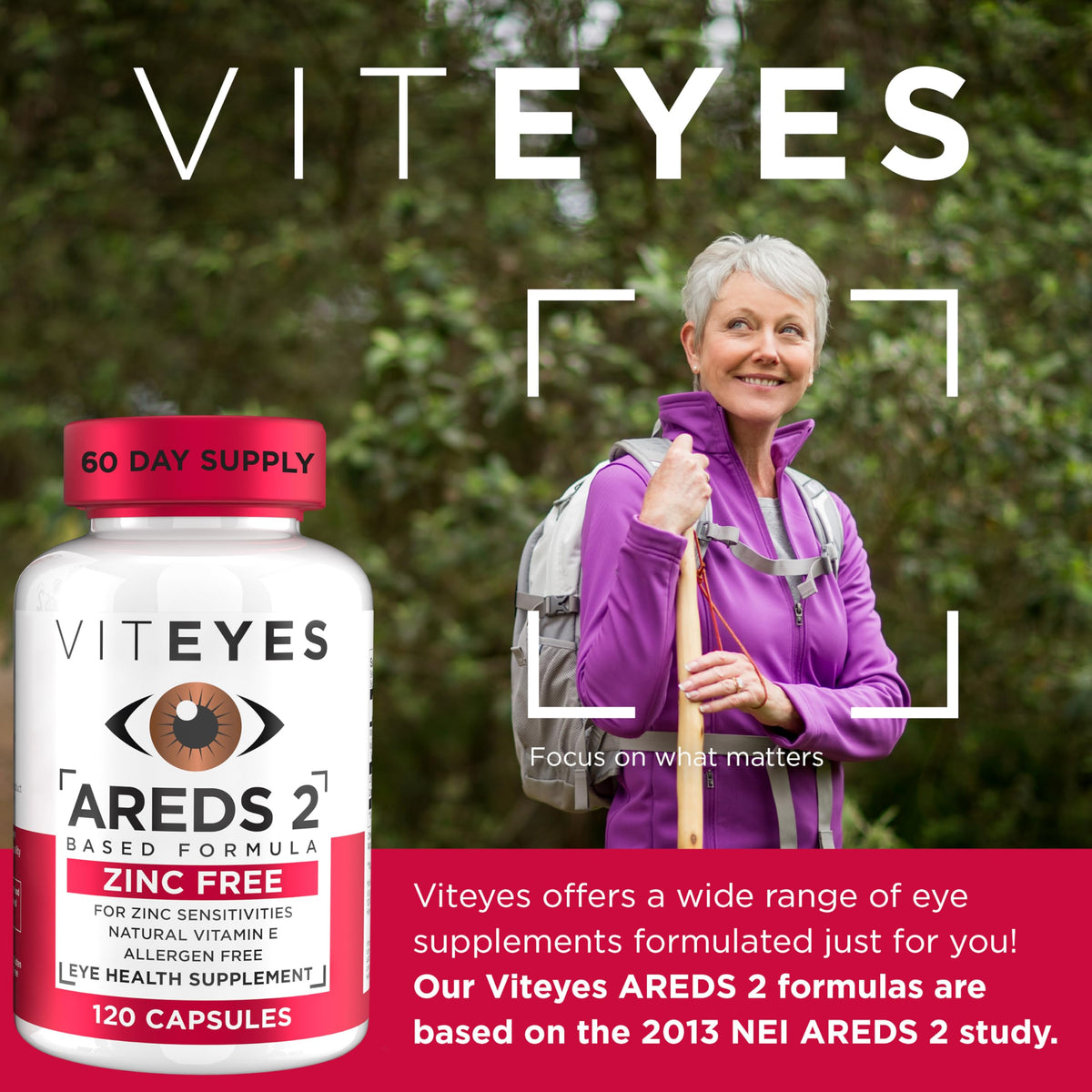 Viteyes AREDS 2 capsules avec lutéine et zéaxanthine sur fond blanc