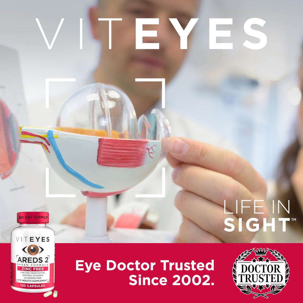 Viteyes AREDS 2 capsules de près montrant leur taille