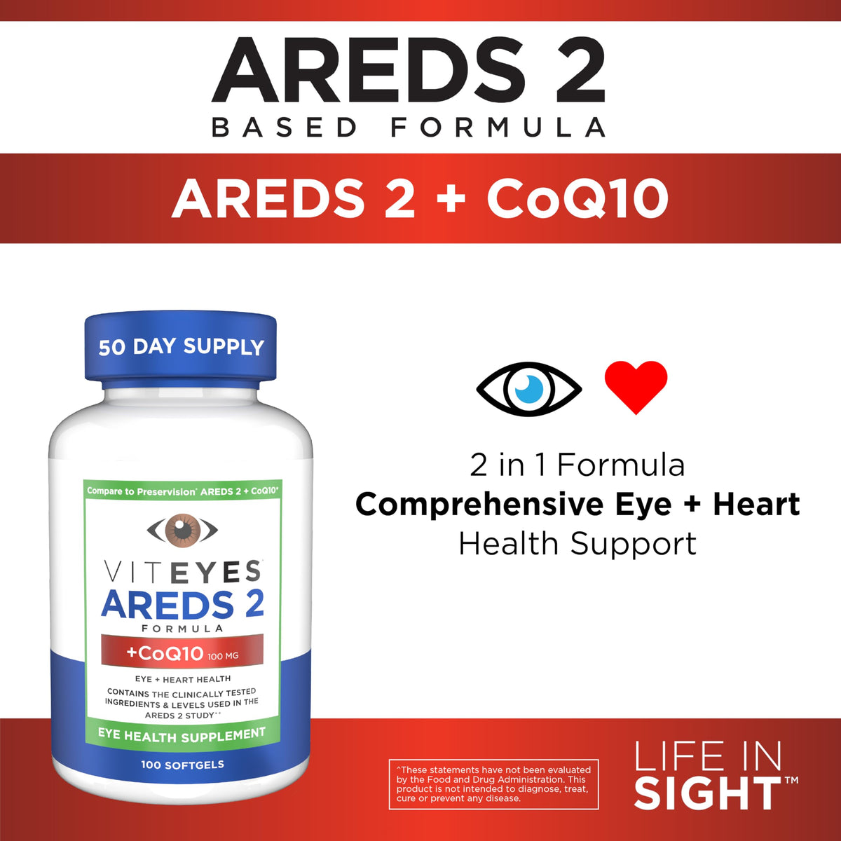 Viteyes AREDS 2 + CoQ10 gélules dans une main