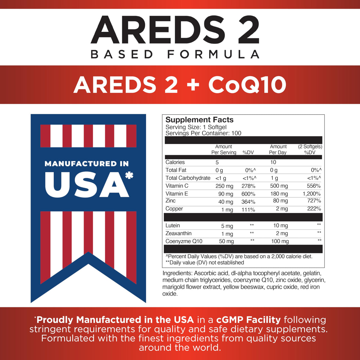 Viteyes AREDS 2 + CoQ10 gélules sur une table en bois