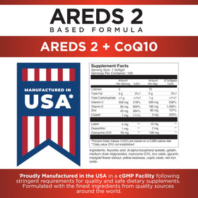 Viteyes AREDS 2 + CoQ10 gélules sur une table en bois