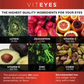 Viteyes AREDS 2 + CoQ10 informations nutritionnelles au dos du flacon