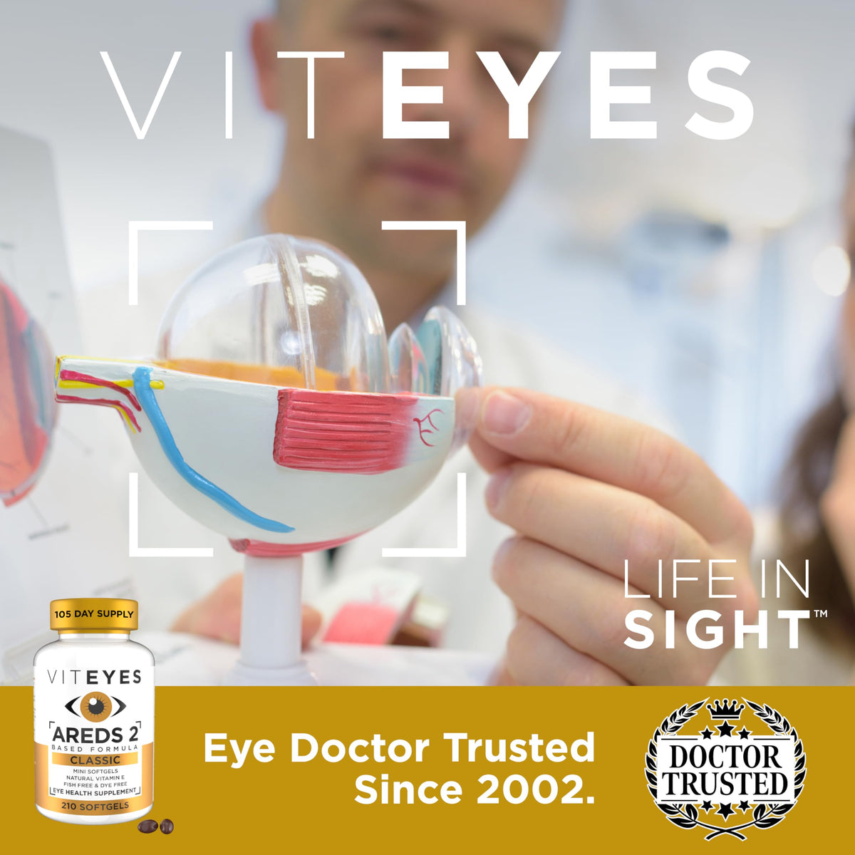 Viteyes AREDS 2 gélules ouvertes montrant la composition
