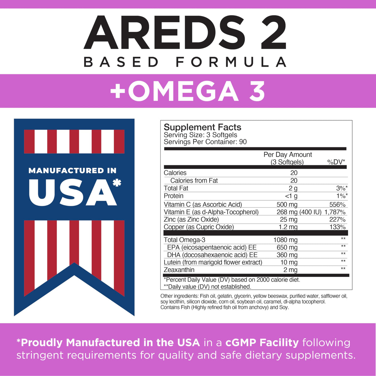 Viteyes AREDS 2 + Omega-3 gélules ouvertes avec contenu visible
