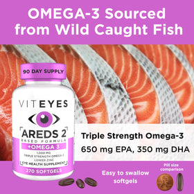 Viteyes AREDS 2 + Omega-3 gélules sur une table