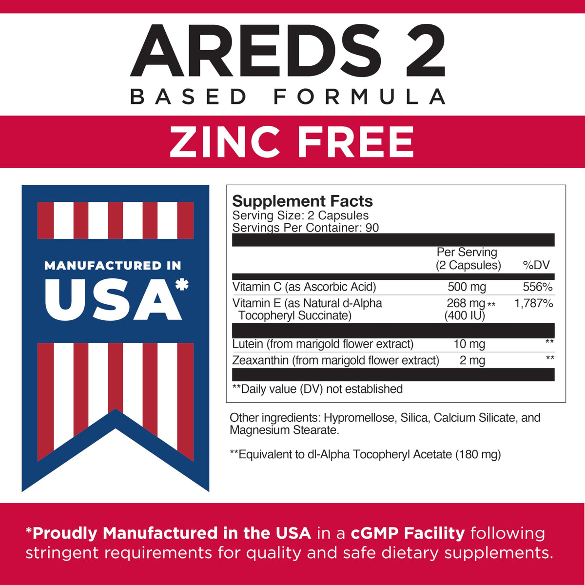 Viteyes AREDS 2 Zinc Free 180 Capsules sur une table en bois