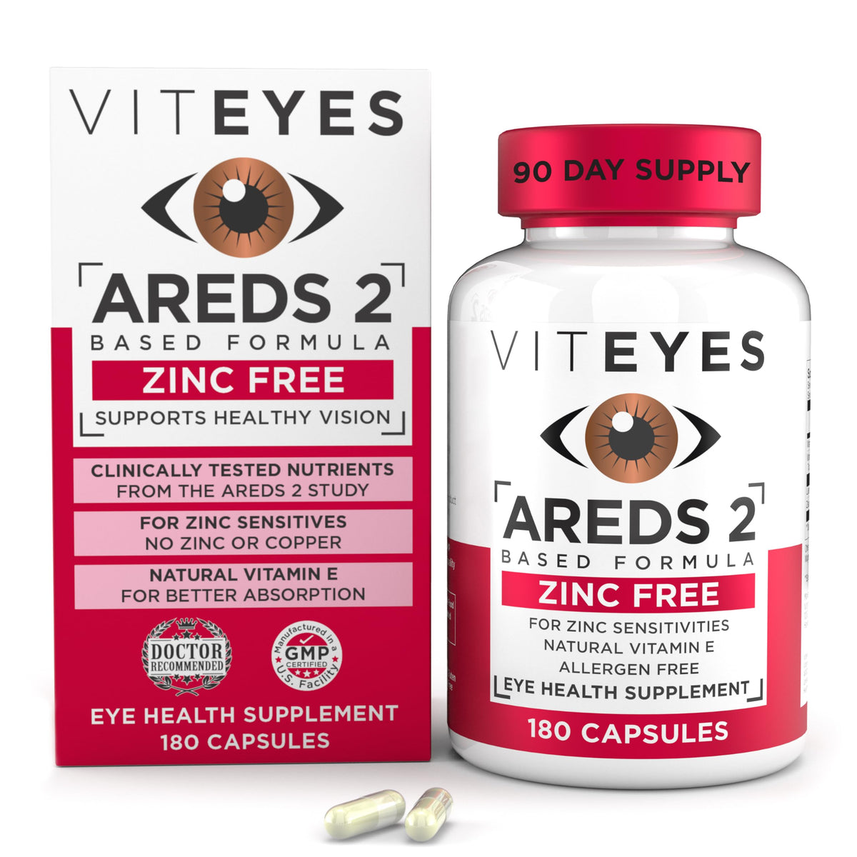 Viteyes AREDS 2 Zinc Free 180 Capsules vue avant