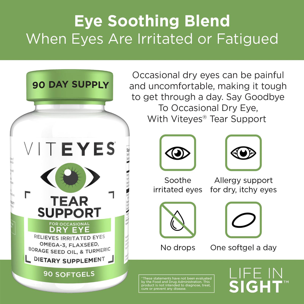 Viteyes Soutien Lacrymal 90 gélules - vue latérale