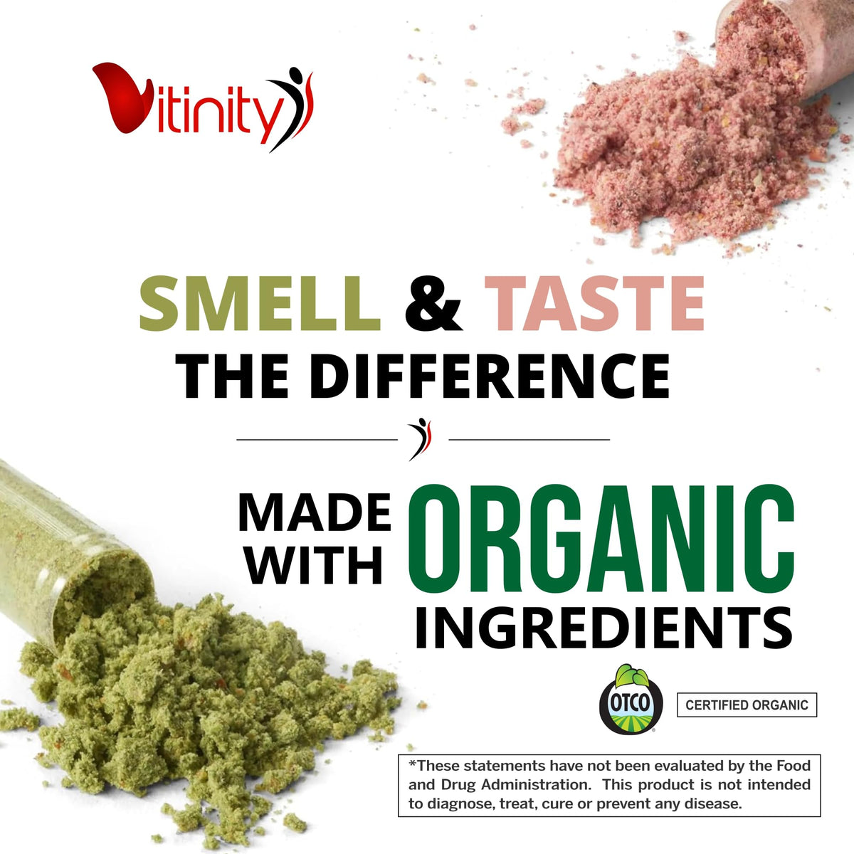 VITINITY capsules fruits et légumes sur fond blanc