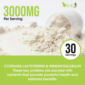 VITINITY Poudre de Colostrum Bovin 3000 mg avec des ingrédients naturels