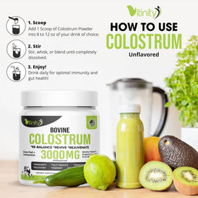 VITINITY Poudre de Colostrum Bovin 3000 mg en usage dans un smoothie