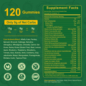Vitrcestrs Gummies Super Greens gummies sur une table