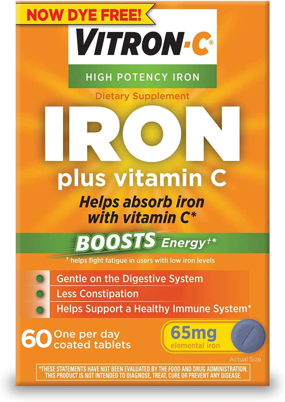 Vitron-C Complément Alimentaire Fer 65mg avec Vitamine C 125mg - Pack de 3