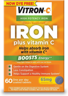 Vitron-C Complément Alimentaire Fer 65mg avec Vitamine C 125mg - Pack de 3