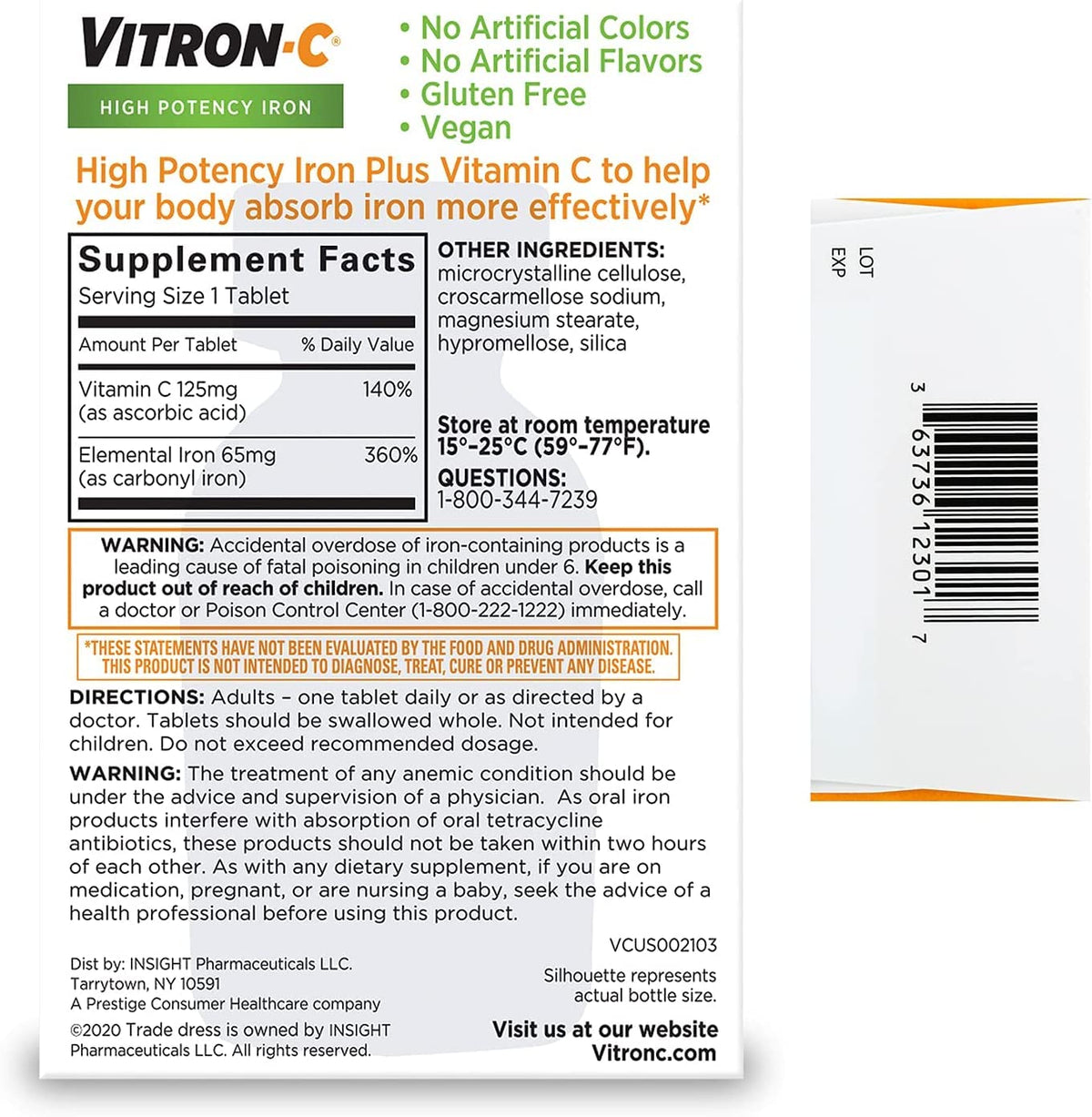 Vitron-C Complément Alimentaire Fer 65mg - Détails de la composition