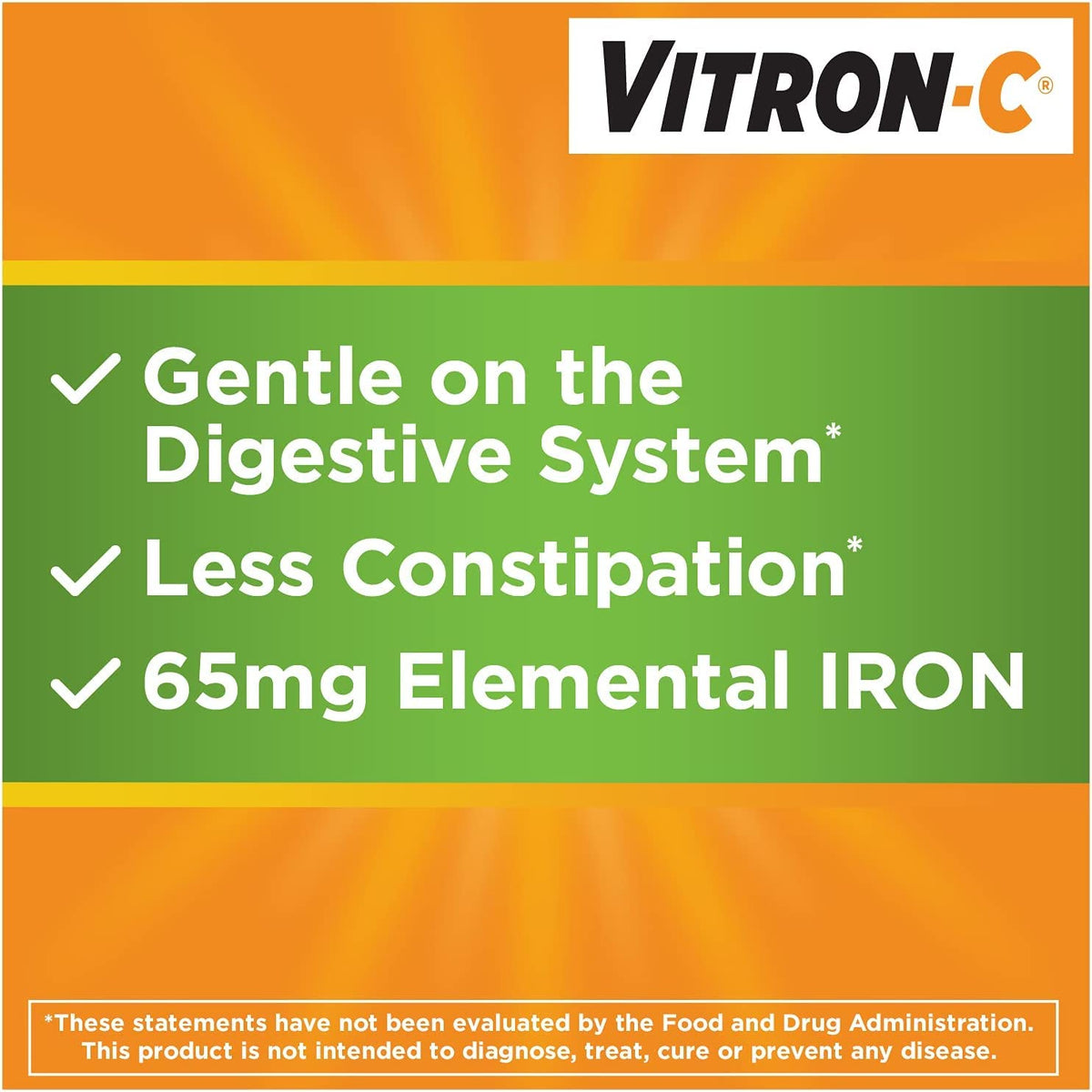 Vitron-C Complément Alimentaire Fer 65mg - Vue de l'arrière de l'emballage
