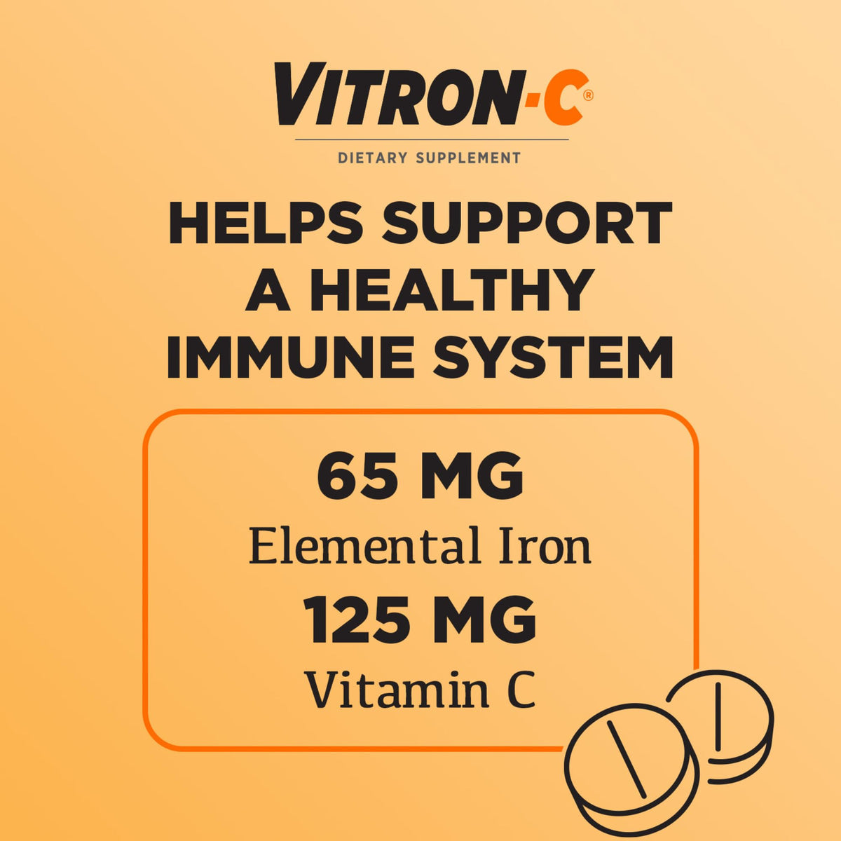 Vitron-C Fer et Vitamine C, vue latérale de l'emballage