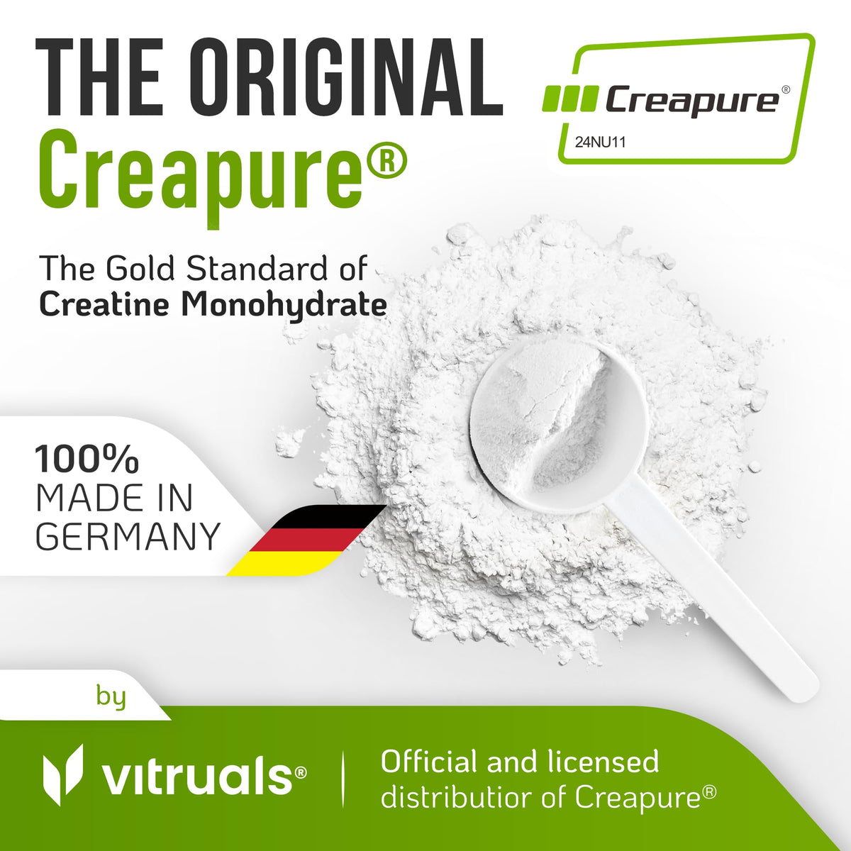 VITRUALS Creapure Poudre de Créatine Monohydrate 300g avec cuillère
