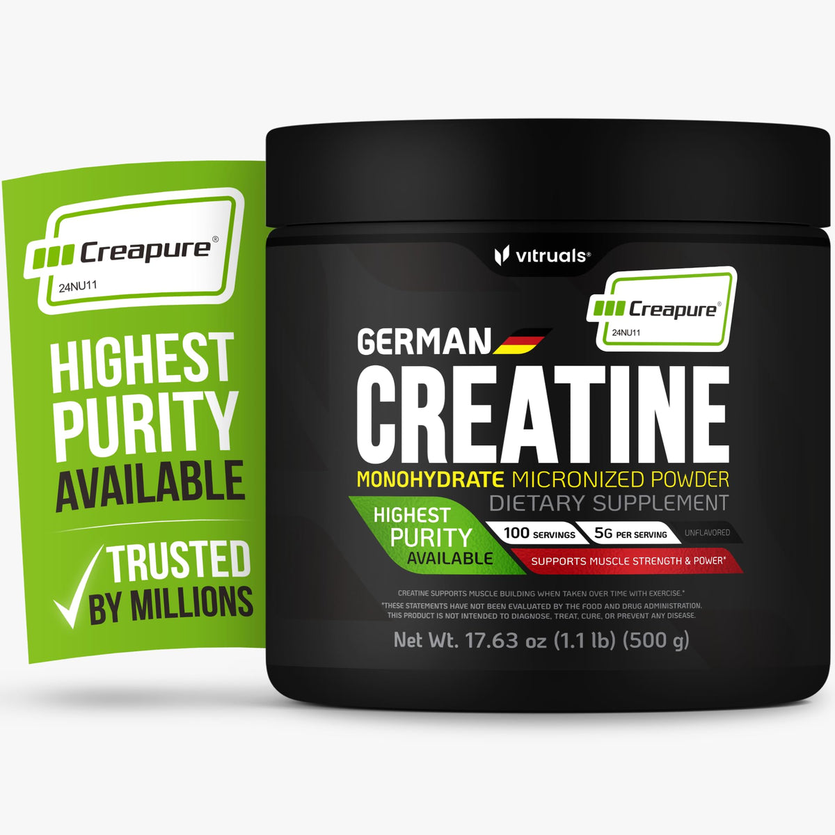 VITRUALS Créatine Monohydrate Creapure 500g vue avant