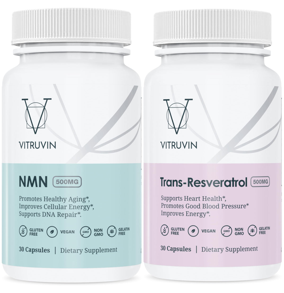VITRUVIN complément alimentaire NMN 500mg et Resvératrol 500mg vue avant