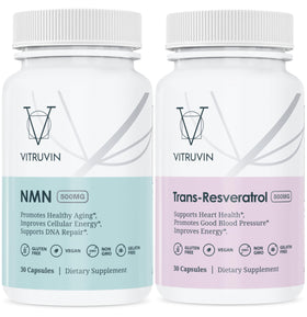 VITRUVIN complément alimentaire NMN 500mg et Resvératrol 500mg vue avant