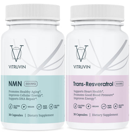 VITRUVIN complément alimentaire NMN 500mg et Resvératrol 500mg vue avant