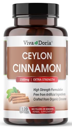 Viva Doria Ceylon Cinnamon 120 Veggie Capsules front view